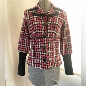 Alberto Makali houndstooth knit back jacket